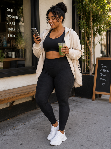 Black Pearl | Textured Anti-Cellulite, High-Waisted Shaping Leggings