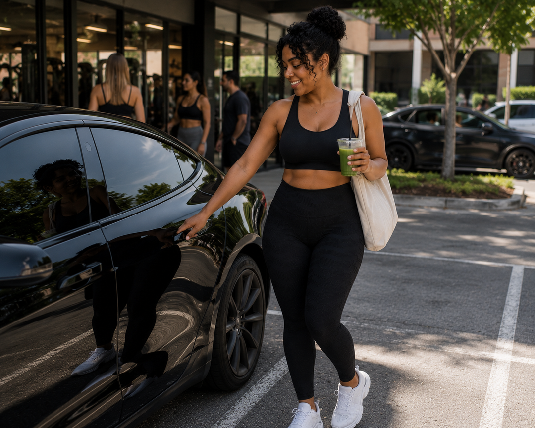 Black Pearl | Textured Anti-Cellulite, High-Waisted Shaping Leggings