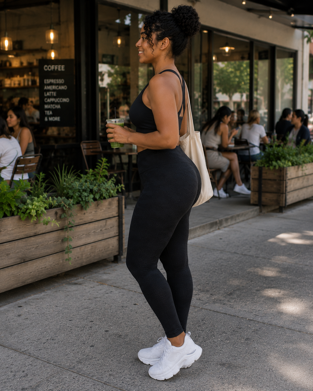 Black Pearl | Textured Anti-Cellulite, High-Waisted Shaping Leggings