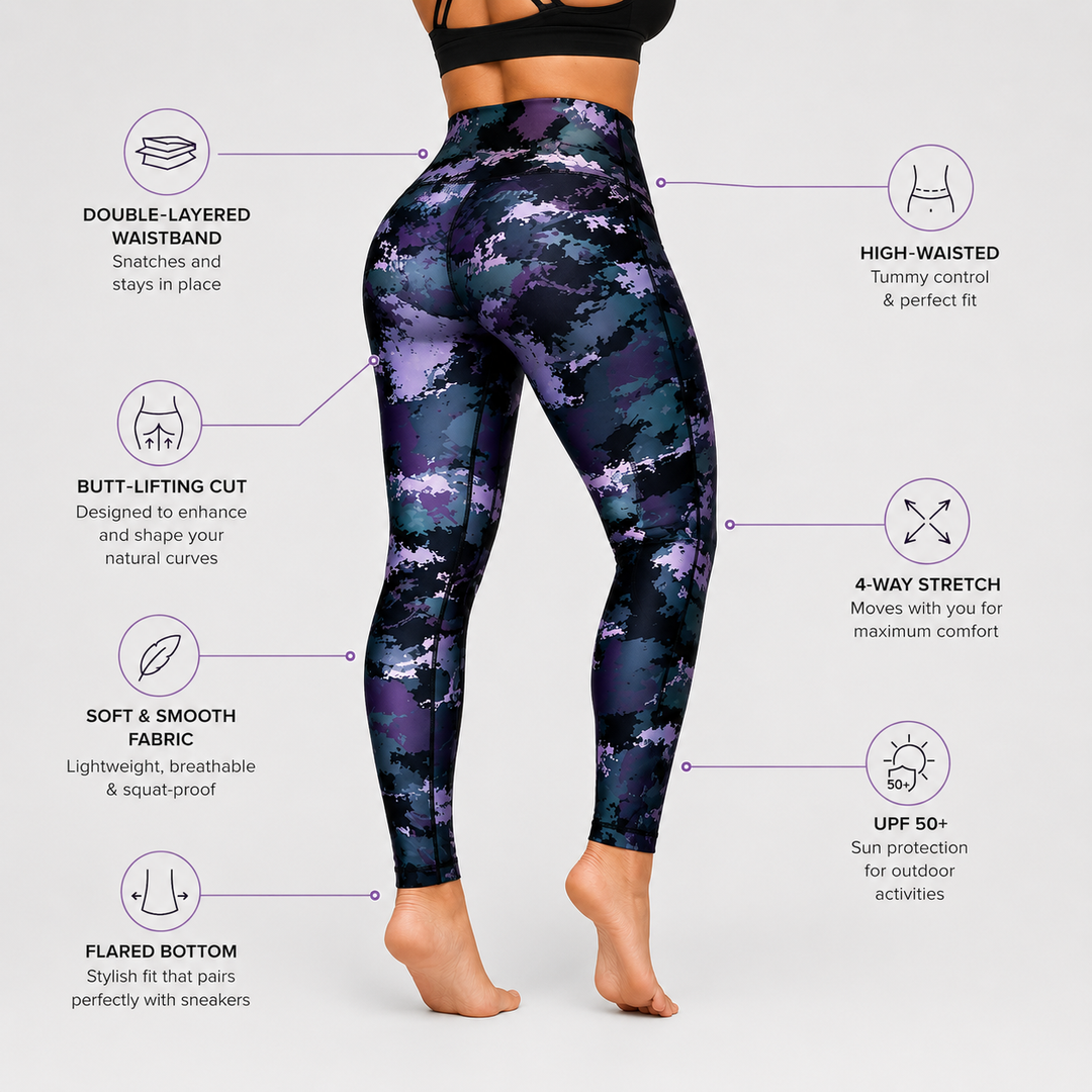 Amethyst Luxe Sculpt Leggings | High-Waist Tummy Control & Water-Repellent Leggings