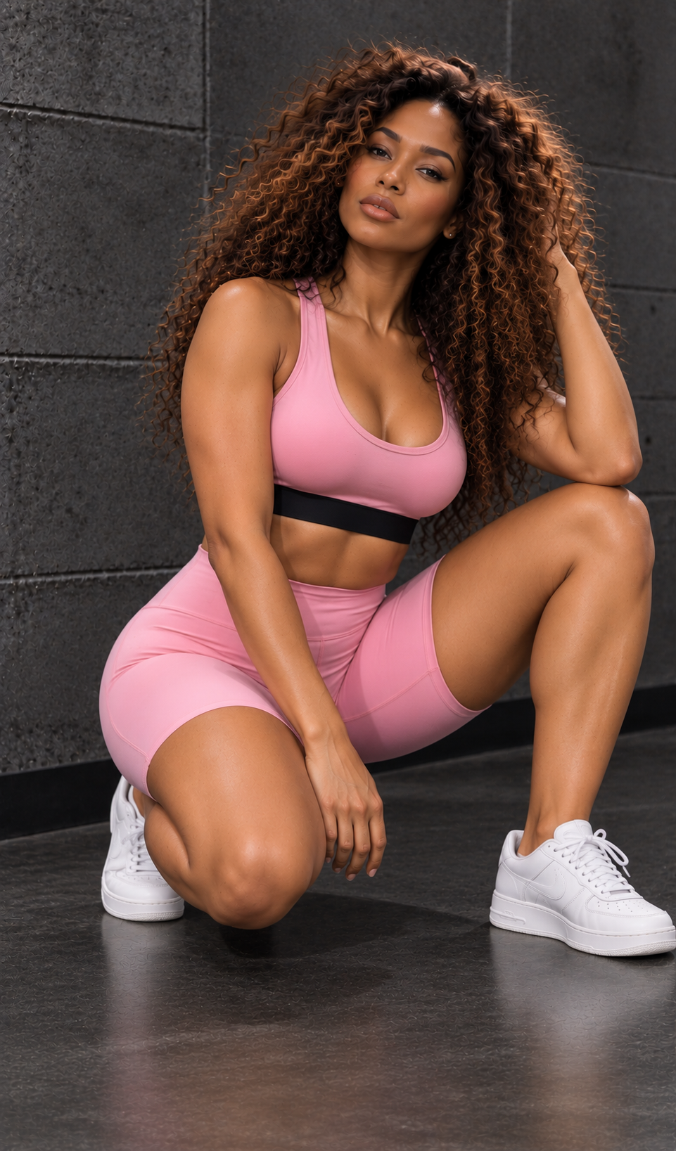 Pale Pink Workout Set – Sports Bra & Shorts
