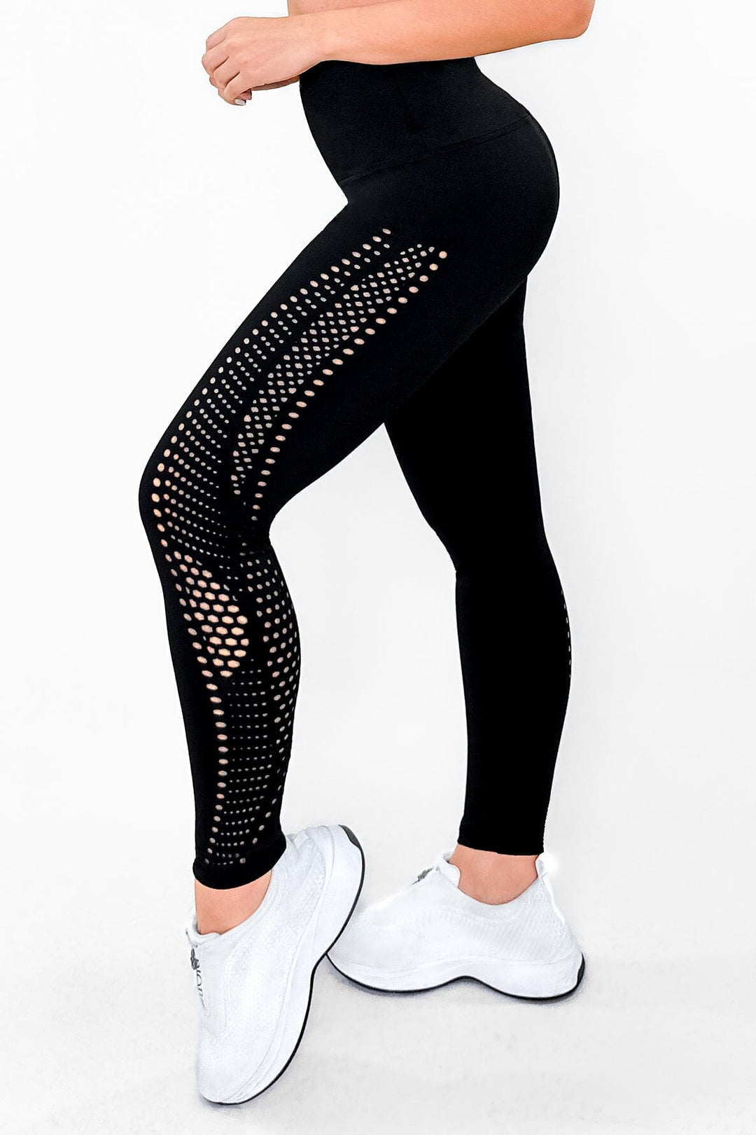 Luxury Black | Anti-Cellulite, High-Waisted Shaping Leggings (Laser-Cut Design)