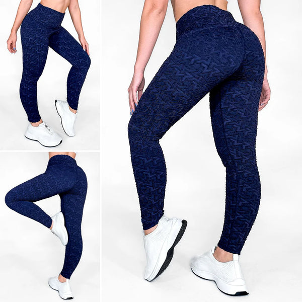 Royal Sapphire | Textured Anti-Cellulite, High-Waisted Shaping Leggings