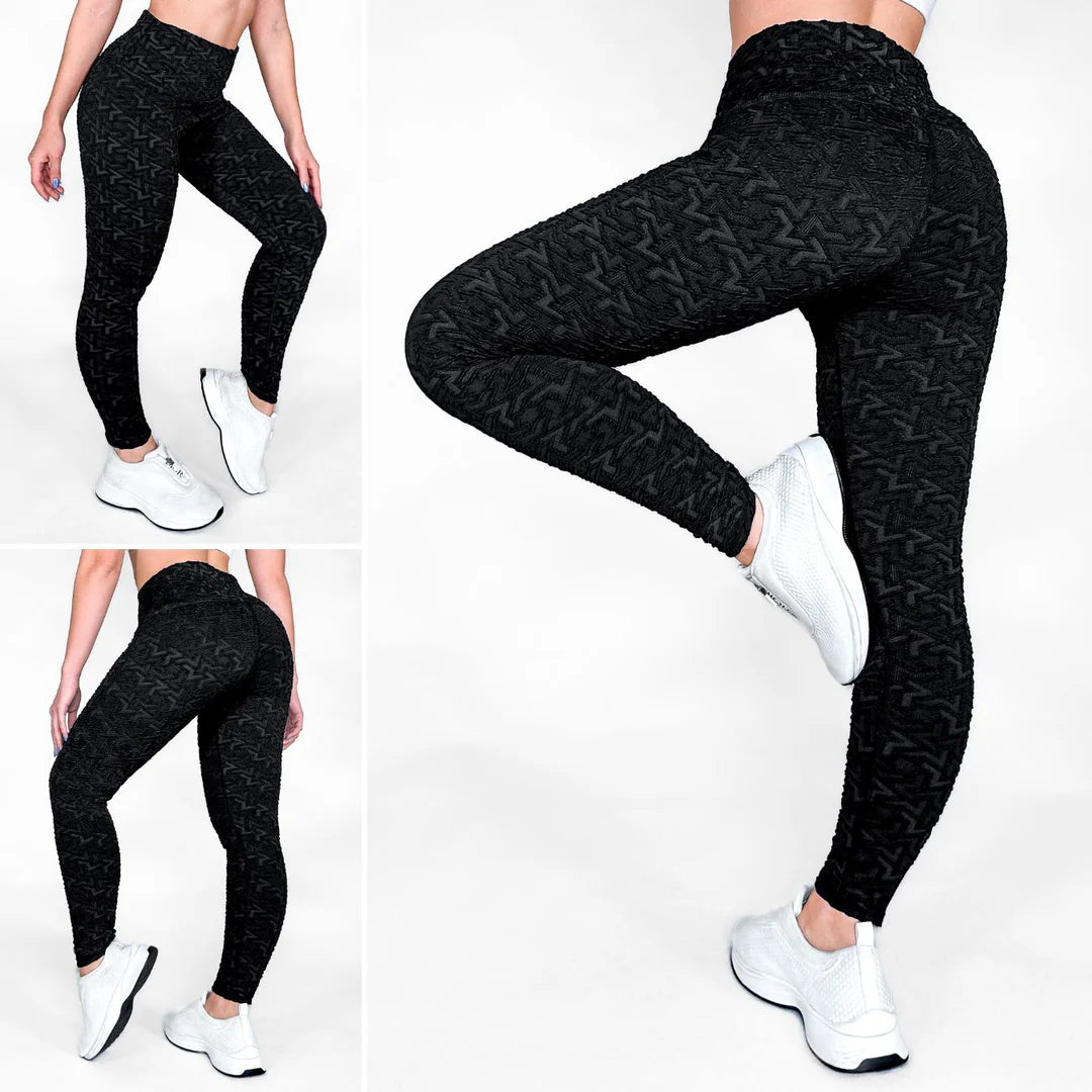 Black Sapphire | Textured Anti-Cellulite, High-Waisted Shaping Leggings
