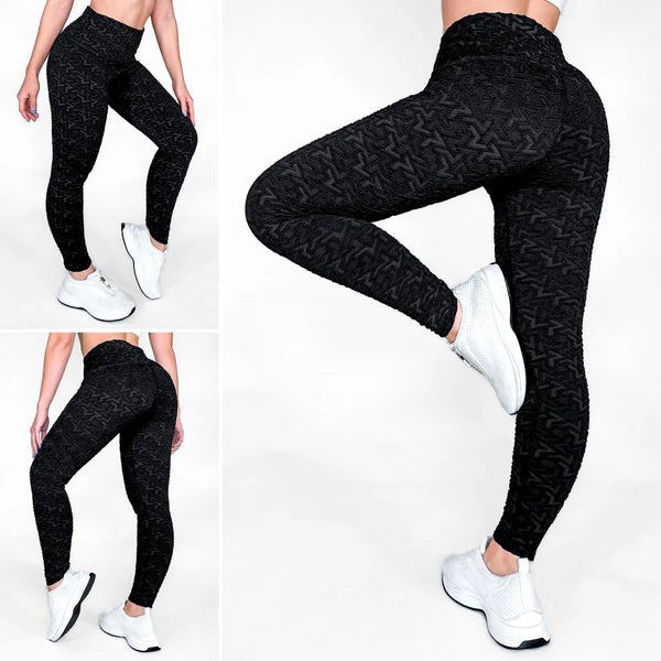 Black Sapphire | Textured Anti-Cellulite, High-Waisted Shaping Leggings